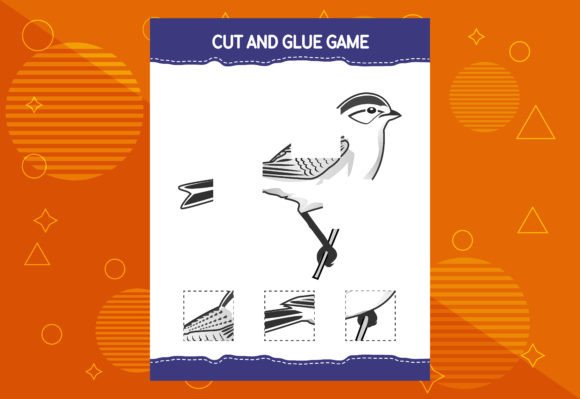 Cut and Glue Game for Kids with Birds
