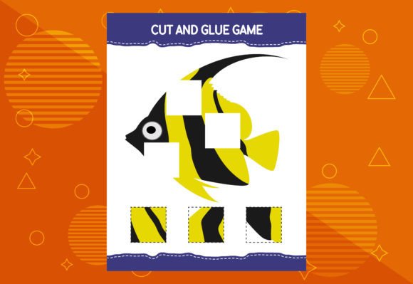 Cut and Glue Game for Kids with Fish