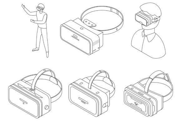 Game Goggles Icons Set Vector Outline: Practical Design Solutions for Modern Projects