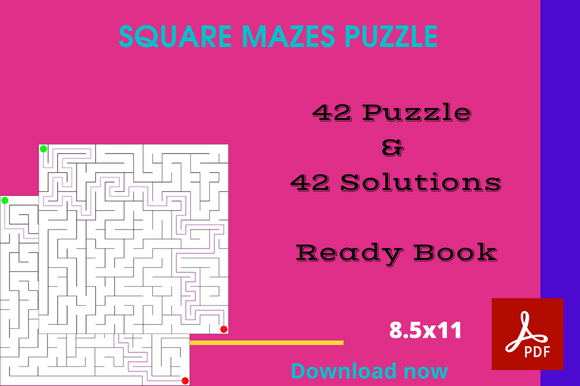 Square Mazes Game Activity Book